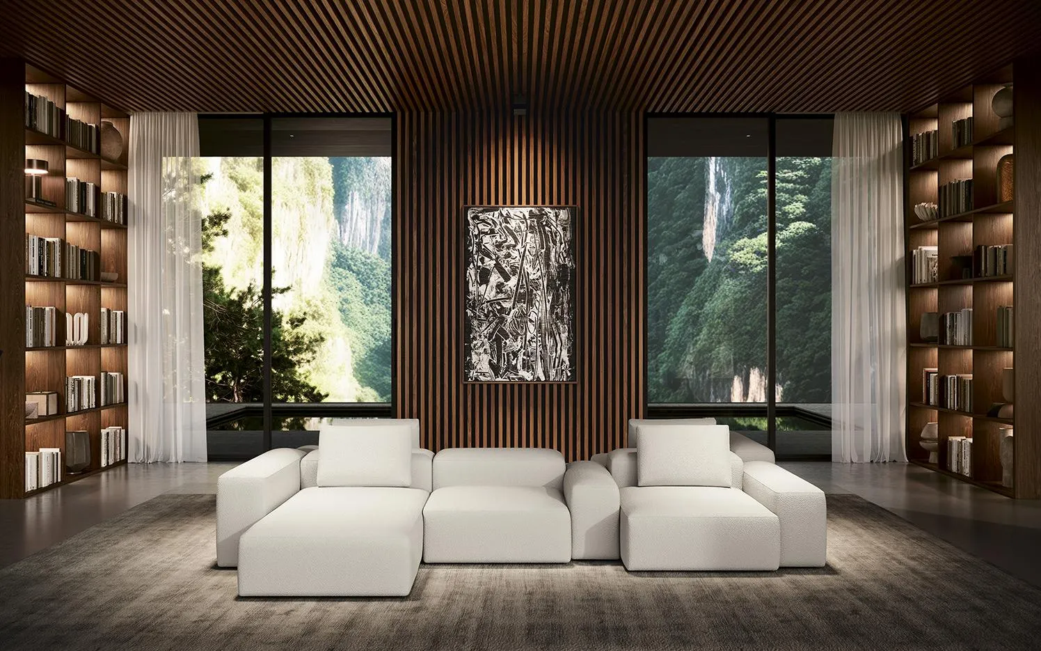 Canapé design italien Felis dans un salon contemporain